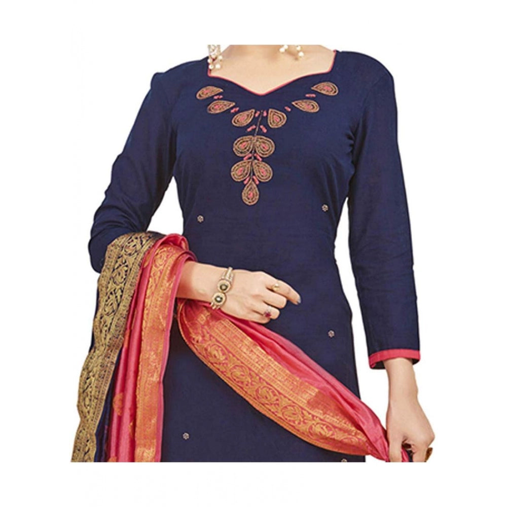 Ranili South Slub Cotton Unstitched Salwar-suit Material With Dupatta