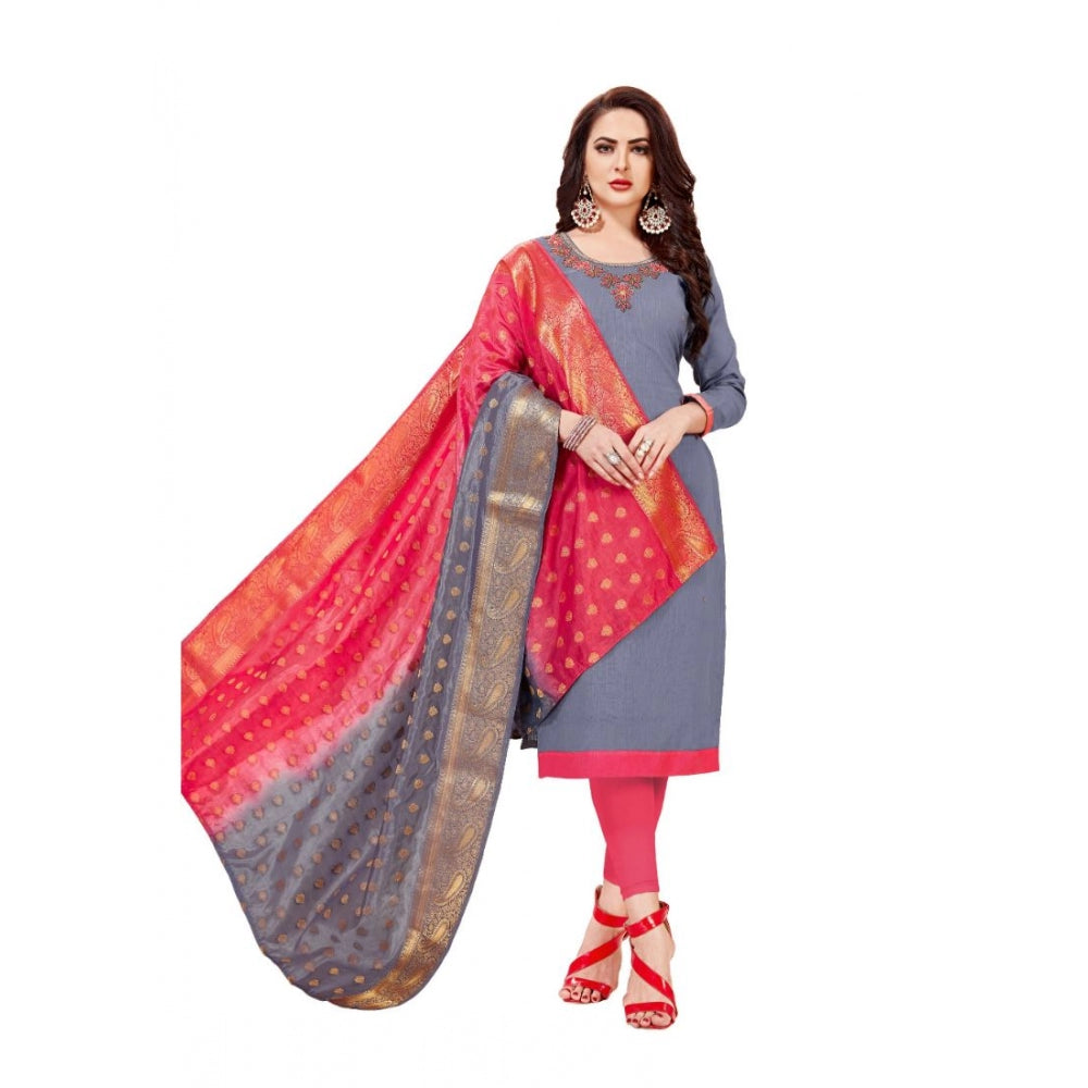 Ranili Slub Cotton Unstitched Salwar-suit Material With Dupatta