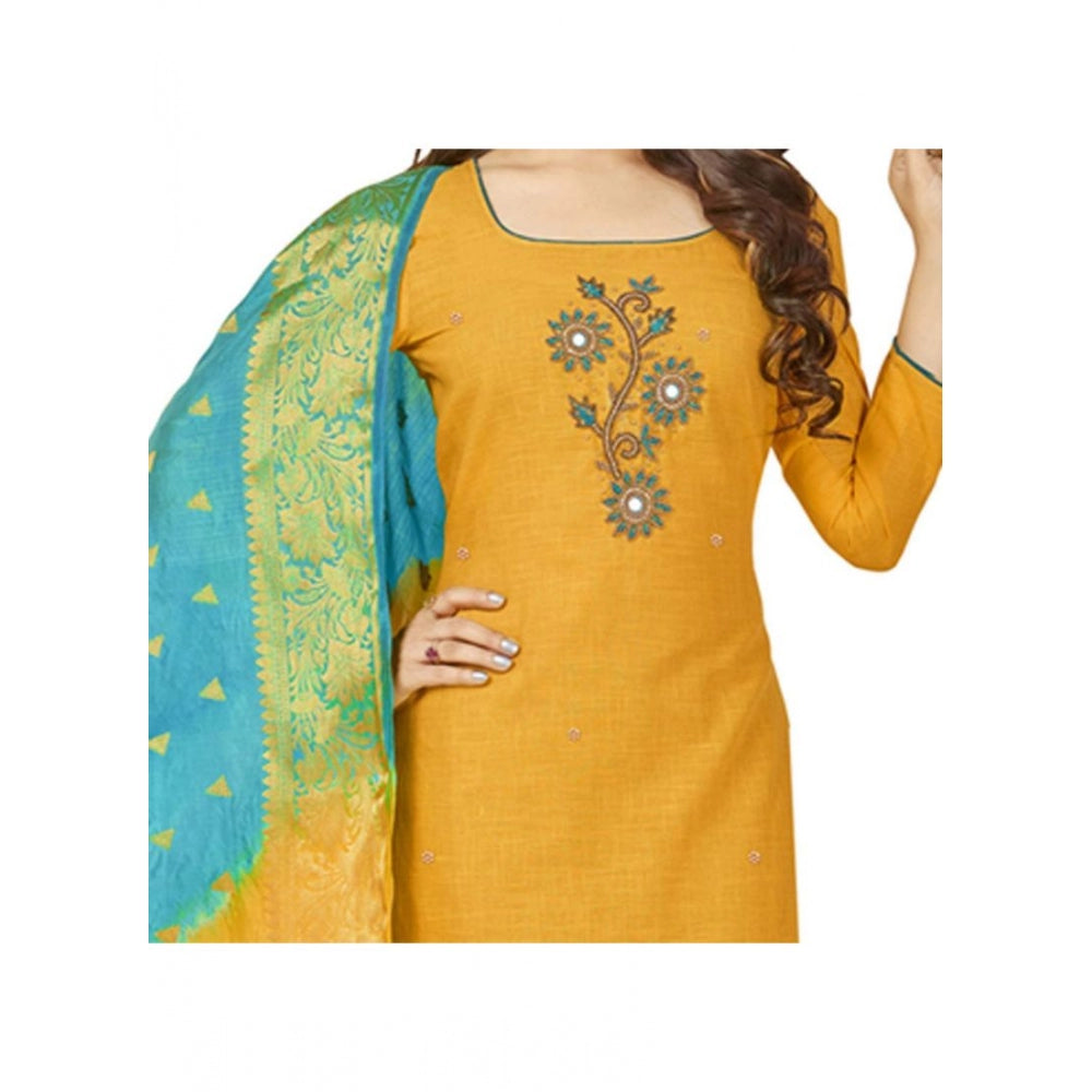 Ranili South Slub Cotton Unstitched Salwar-suit Material With Dupatta