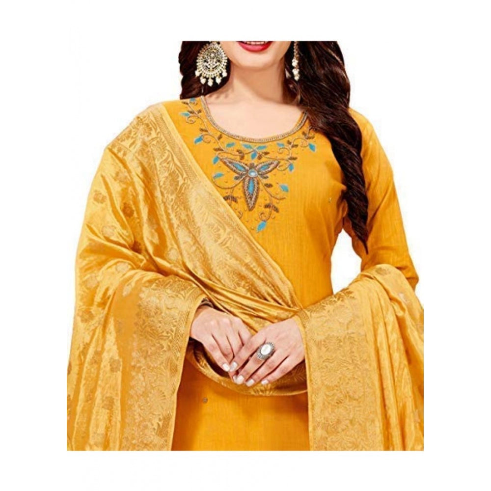 Ranili Slub Cotton Unstitched Salwar-suit Material With Dupatta
