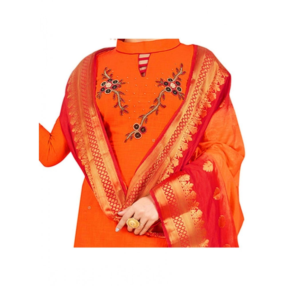 Ranili South Slub Cotton Unstitched Salwar-suit Material With Dupatta