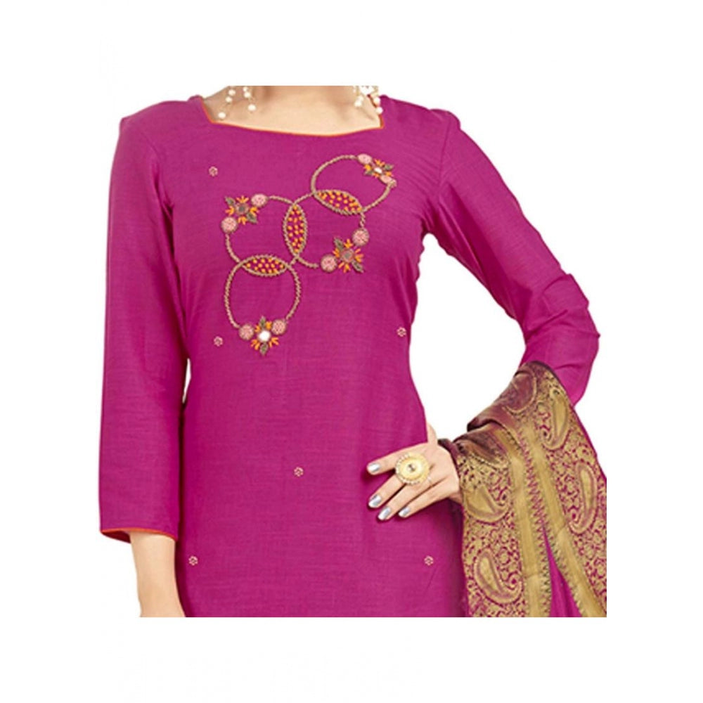 Ranili South Slub Cotton Unstitched Salwar-suit Material With Dupatta