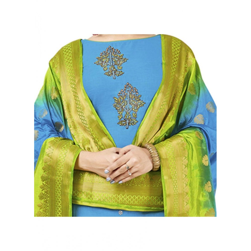 Ranili South Slub Cotton Unstitched Salwar-suit Material With Dupatta
