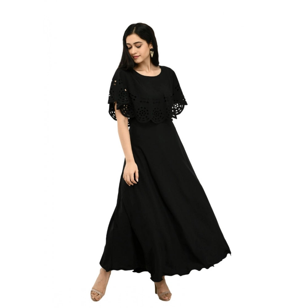 Ranili Crepe Solid Sleeveless Full Length Gown