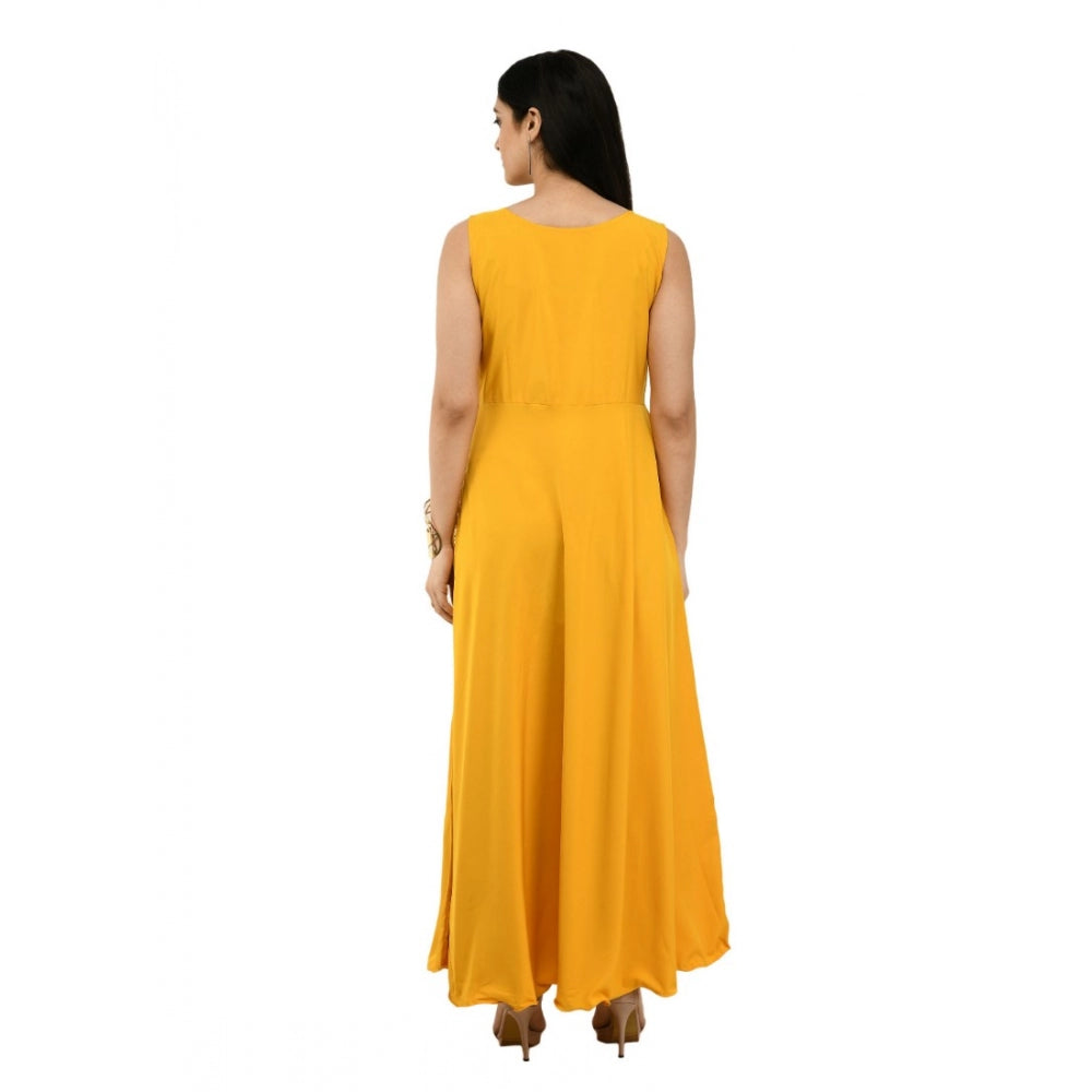 Ranili Crepe Solid Sleeveless Full Length Gown