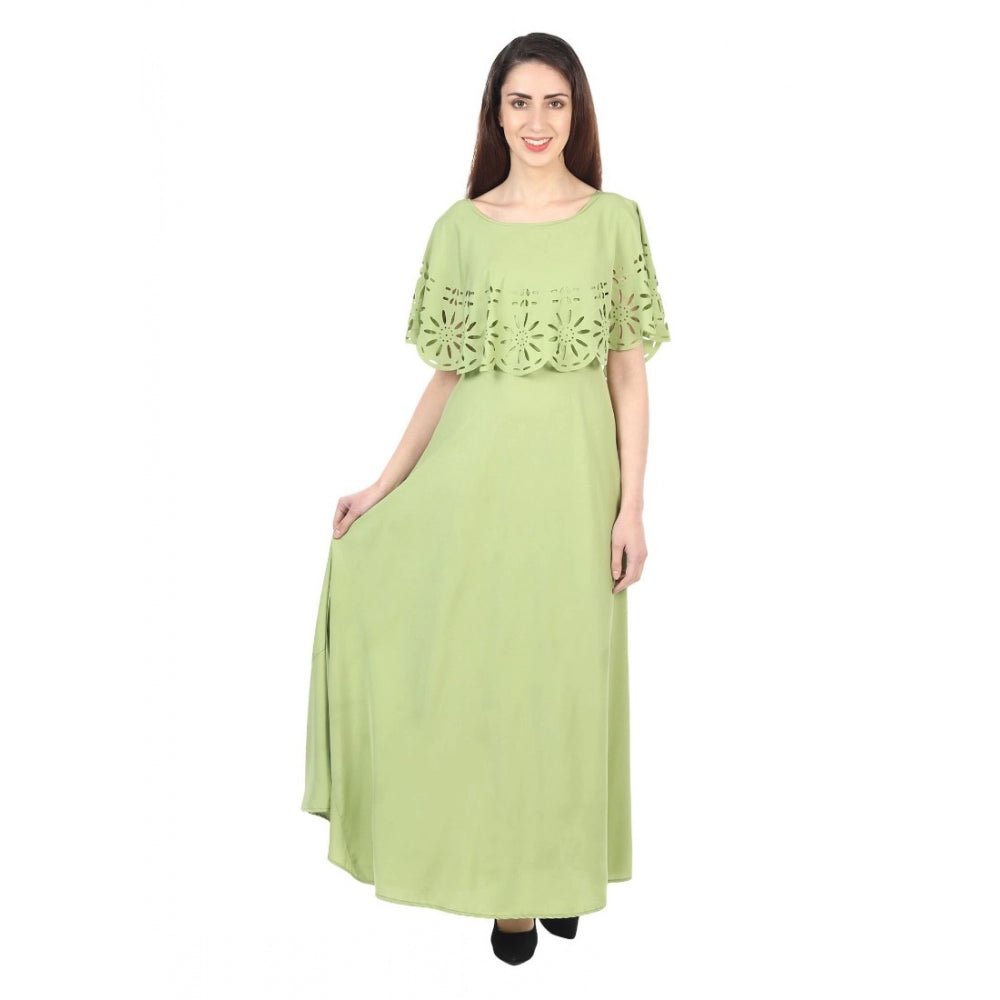 Ranili Crepe Solid Sleeveless Full Length Gown