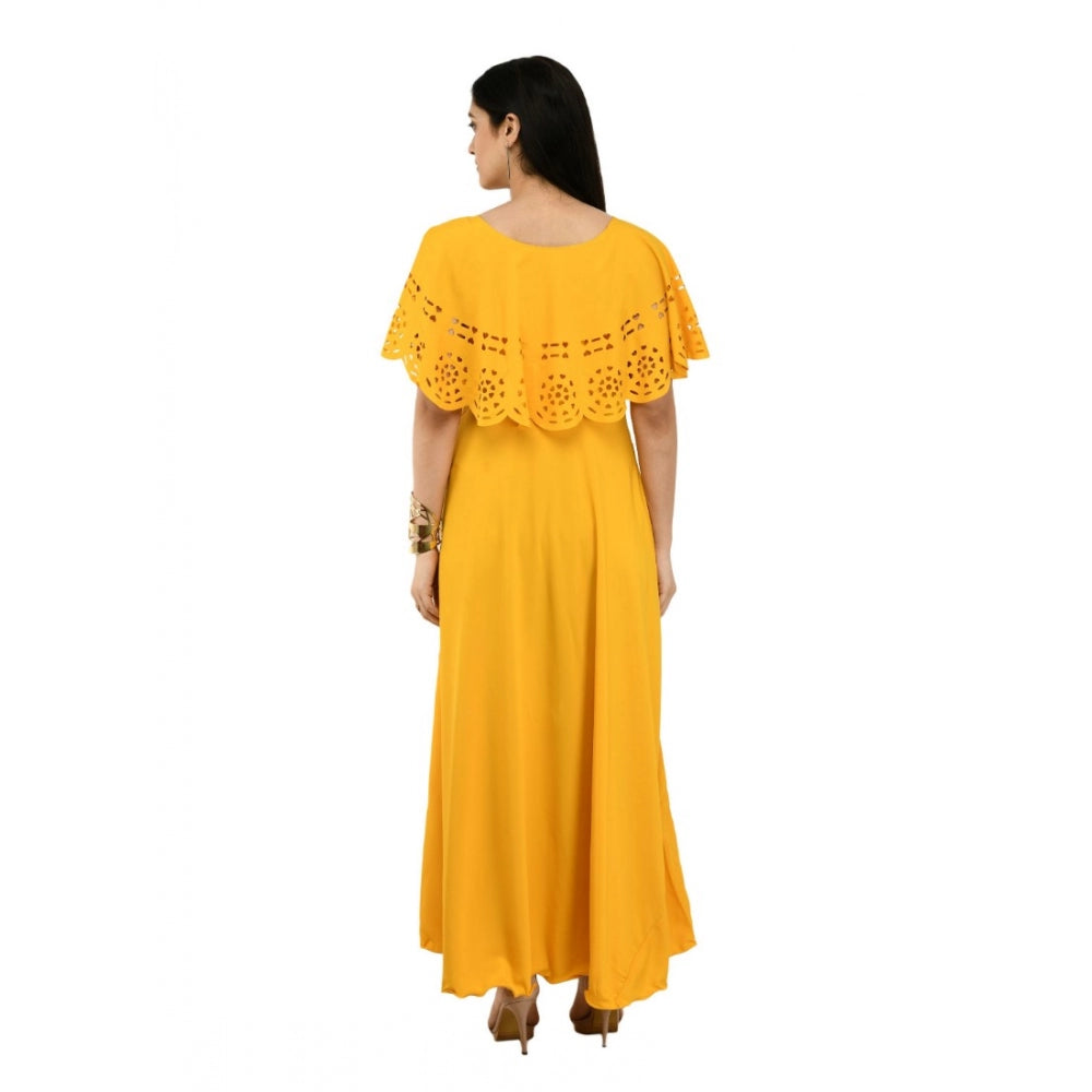 Ranili Crepe Solid Sleeveless Full Length Gown