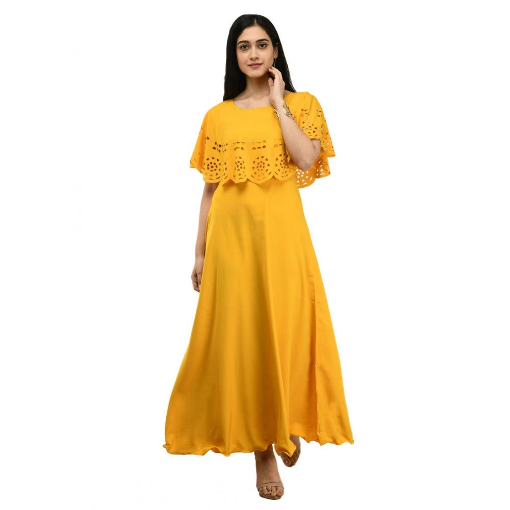 Ranili Crepe Solid Sleeveless Full Length Gown