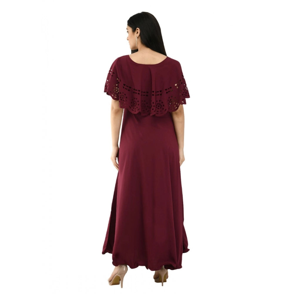 Ranili Crepe Solid Sleeveless Full Length Gown