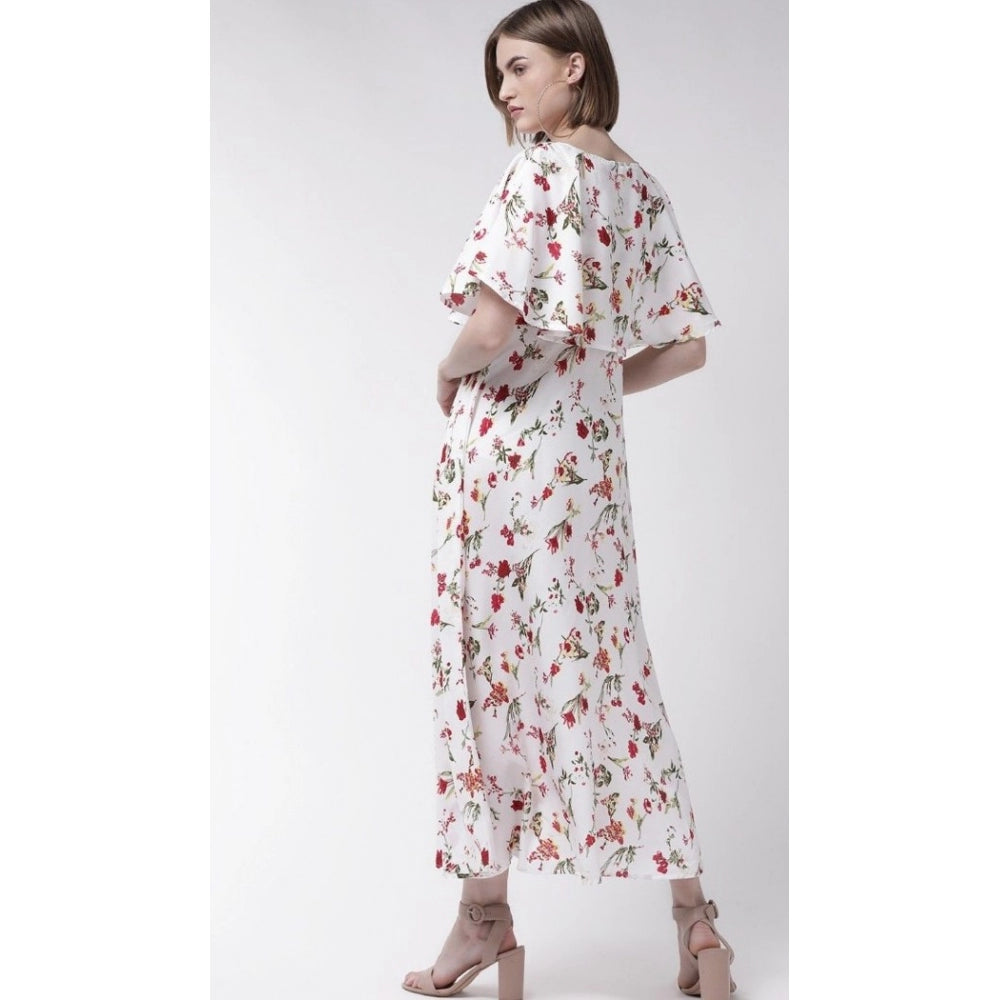 Ranili Crepe Floral Half Sleeves Full Length Gown