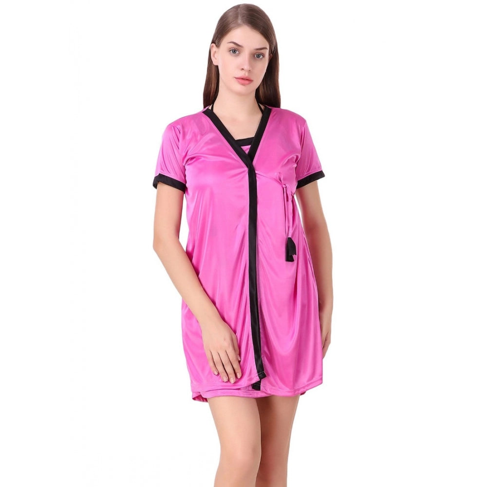 Satin Short Wrap Gown With Half Sleeve