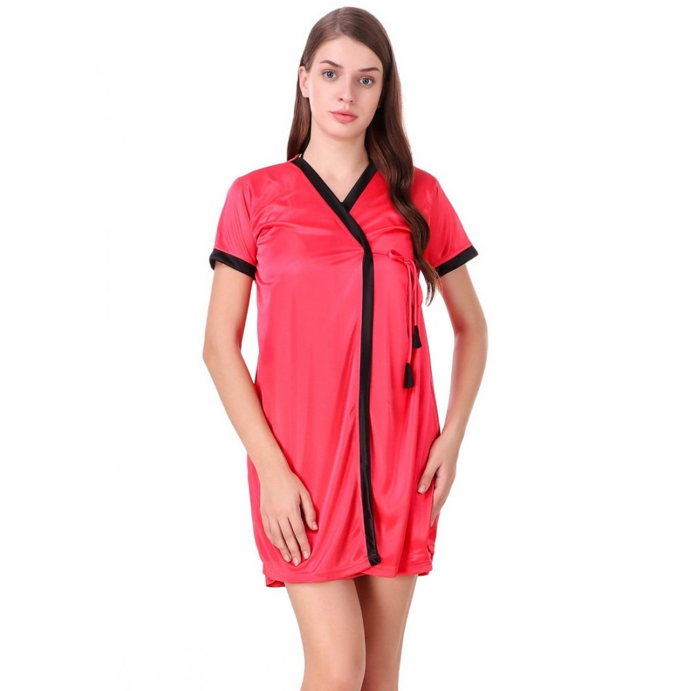 Satin Short Wrap Gown With Half Sleeve