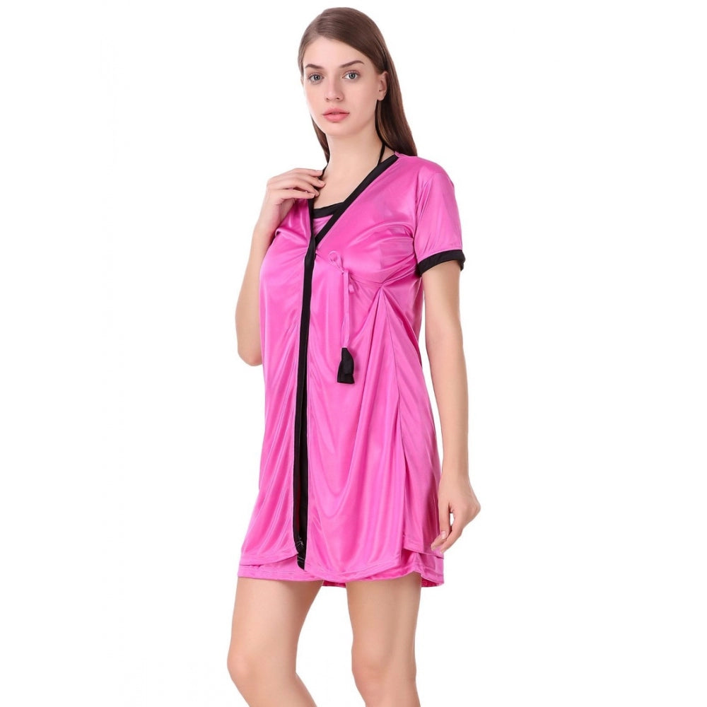 Satin Short Wrap Gown With Half Sleeve