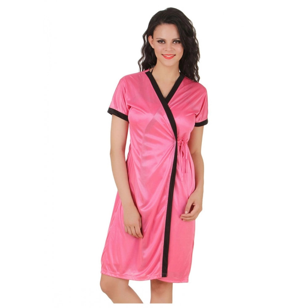 Satin Short Wrap Gown With Half Sleeve