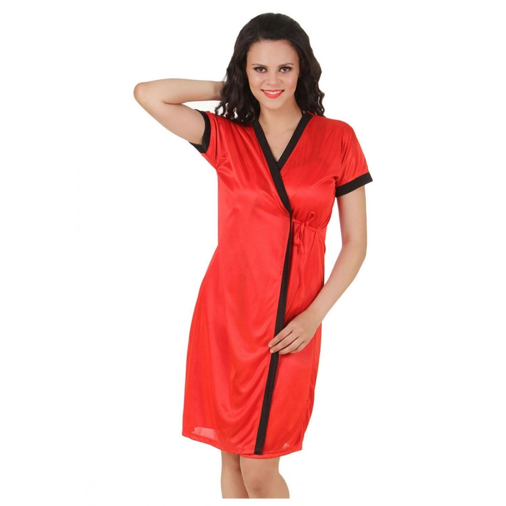 Satin Short Wrap Gown With Half Sleeve