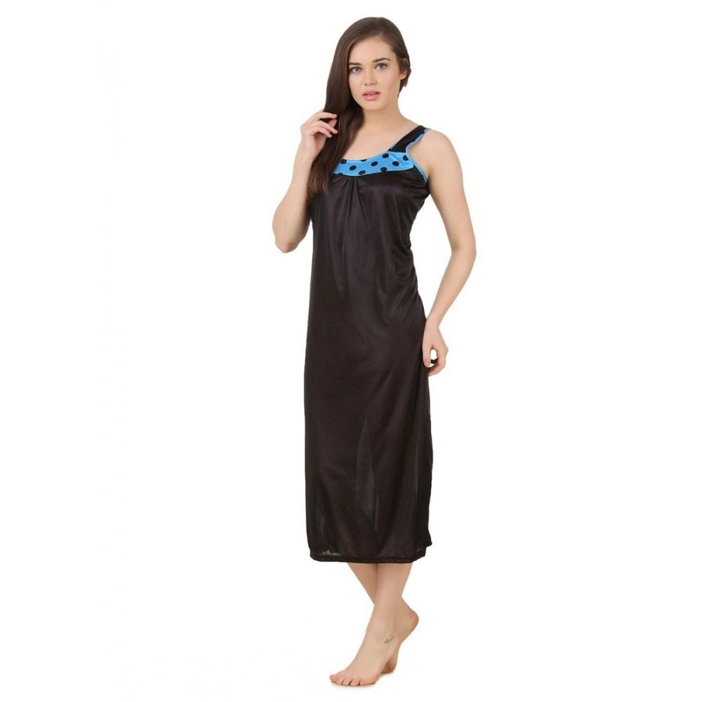 Satin Long Nighty With Sleeve Less