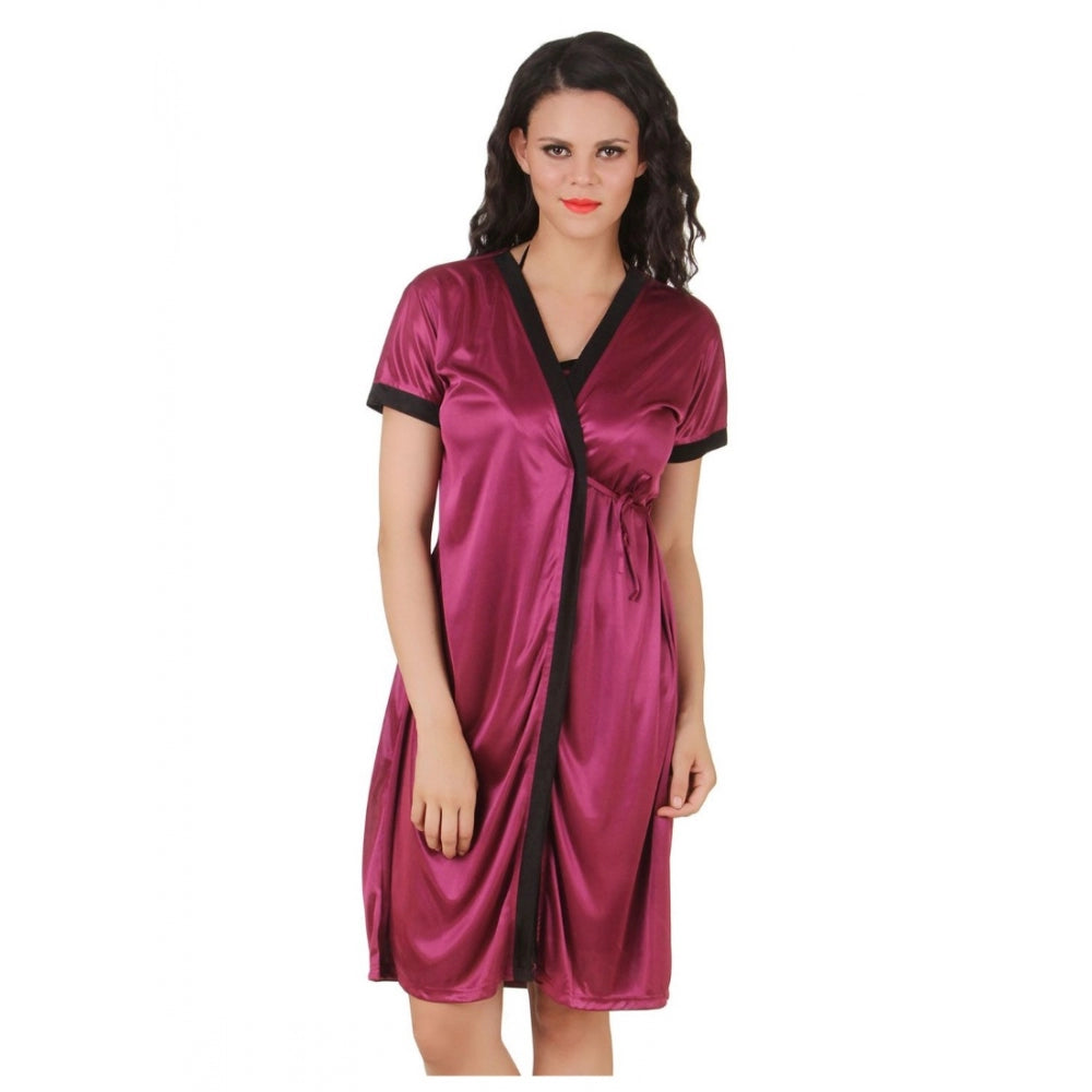Satin Short Wrap Gown With Half Sleeve