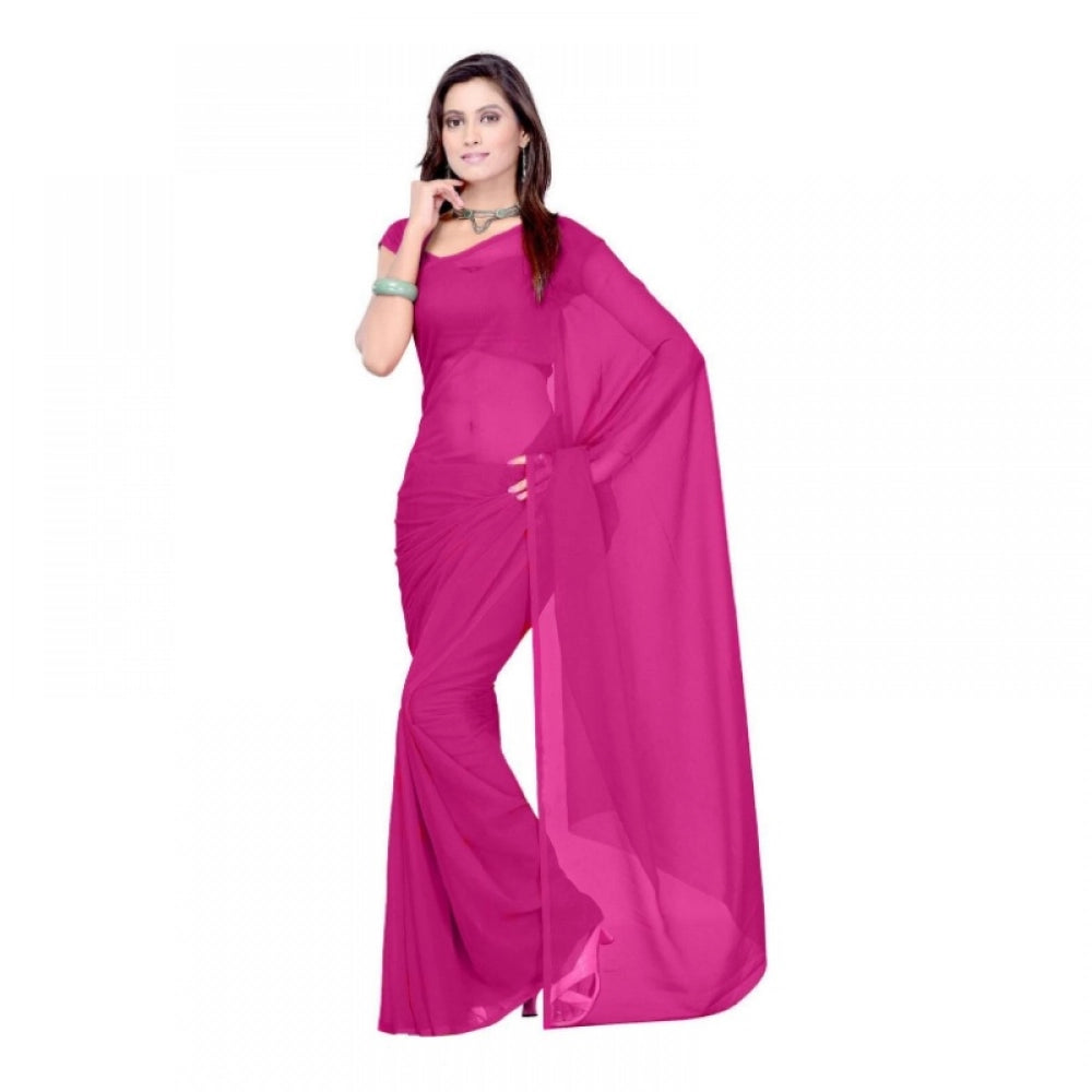 Ranili Georgette Plain Saree With Blouse