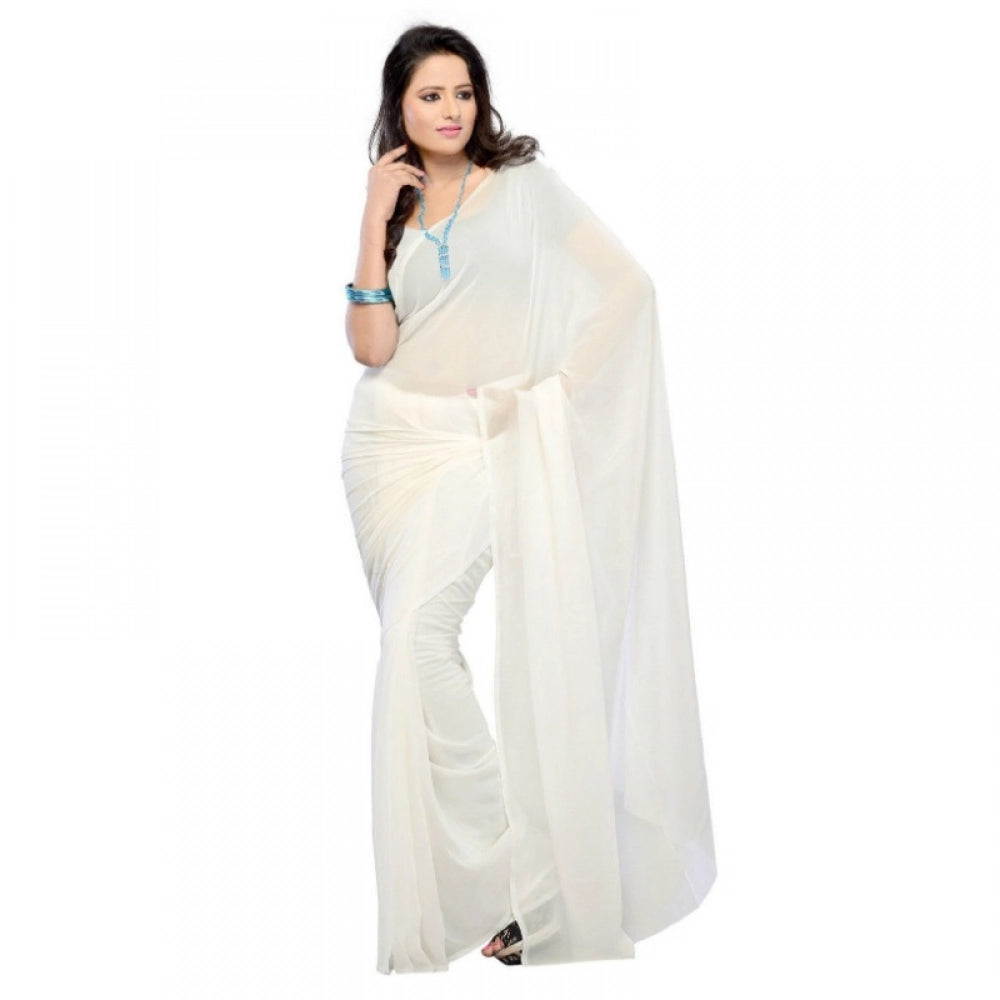 Ranili Georgette Plain Saree With Blouse