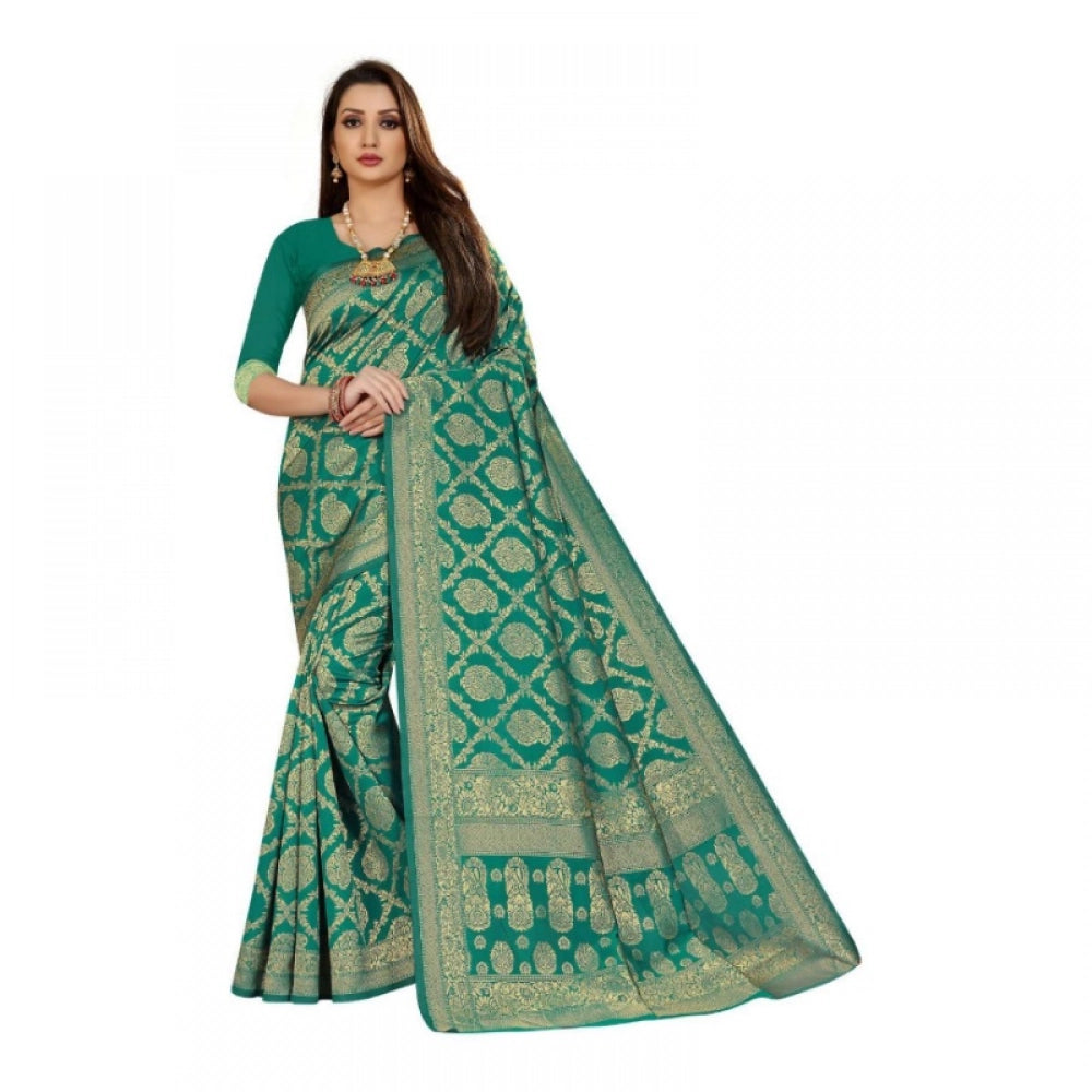 Ranili Jacquard Silk Kanjivaram Jacquard Silk Saree With Blouse