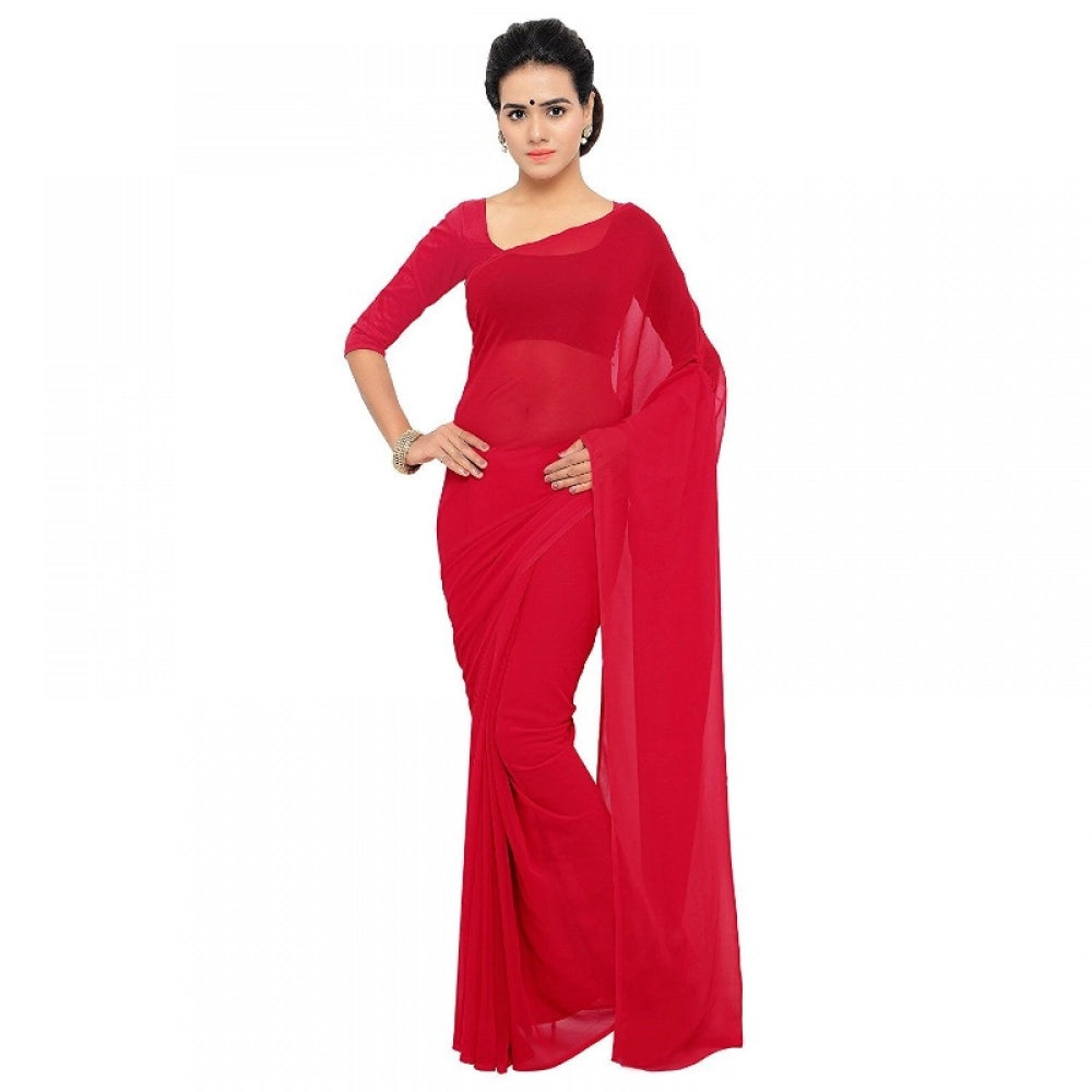 Ranili Georgette Plain Saree With Blouse