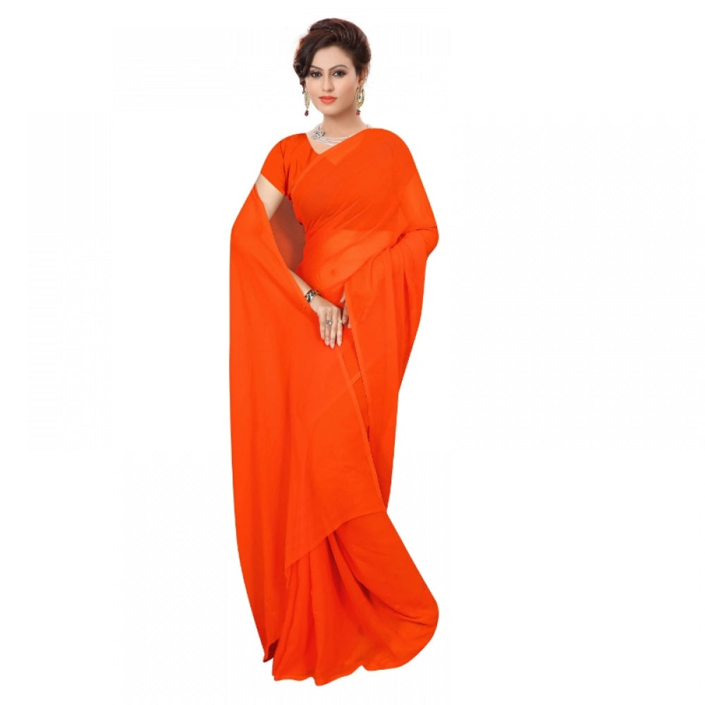 Ranili Georgette Plain Saree With Blouse