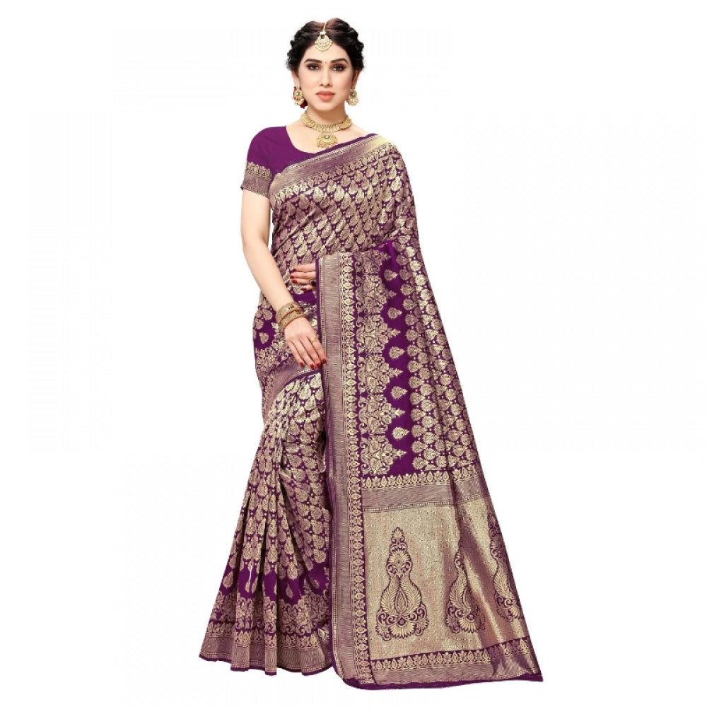 Ranili Jacquard Silk Kanjivaram Jacquard Silk Saree With Blouse