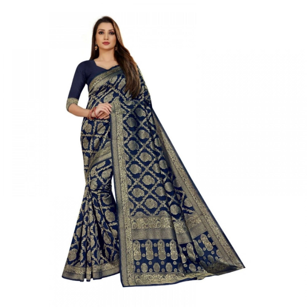Ranili Jacquard Silk Kanjivaram Jacquard Silk Saree With Blouse