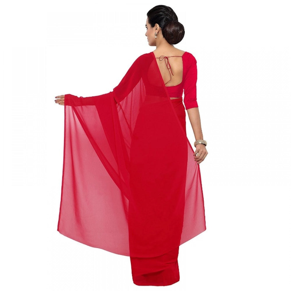 Ranili Georgette Plain Saree With Blouse