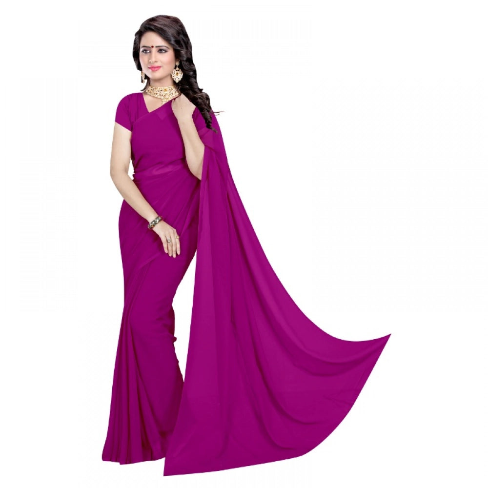 Ranili Georgette Plain Saree With Blouse