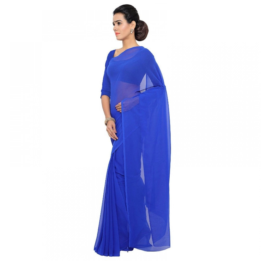 Ranili Georgette Plain Saree With Blouse