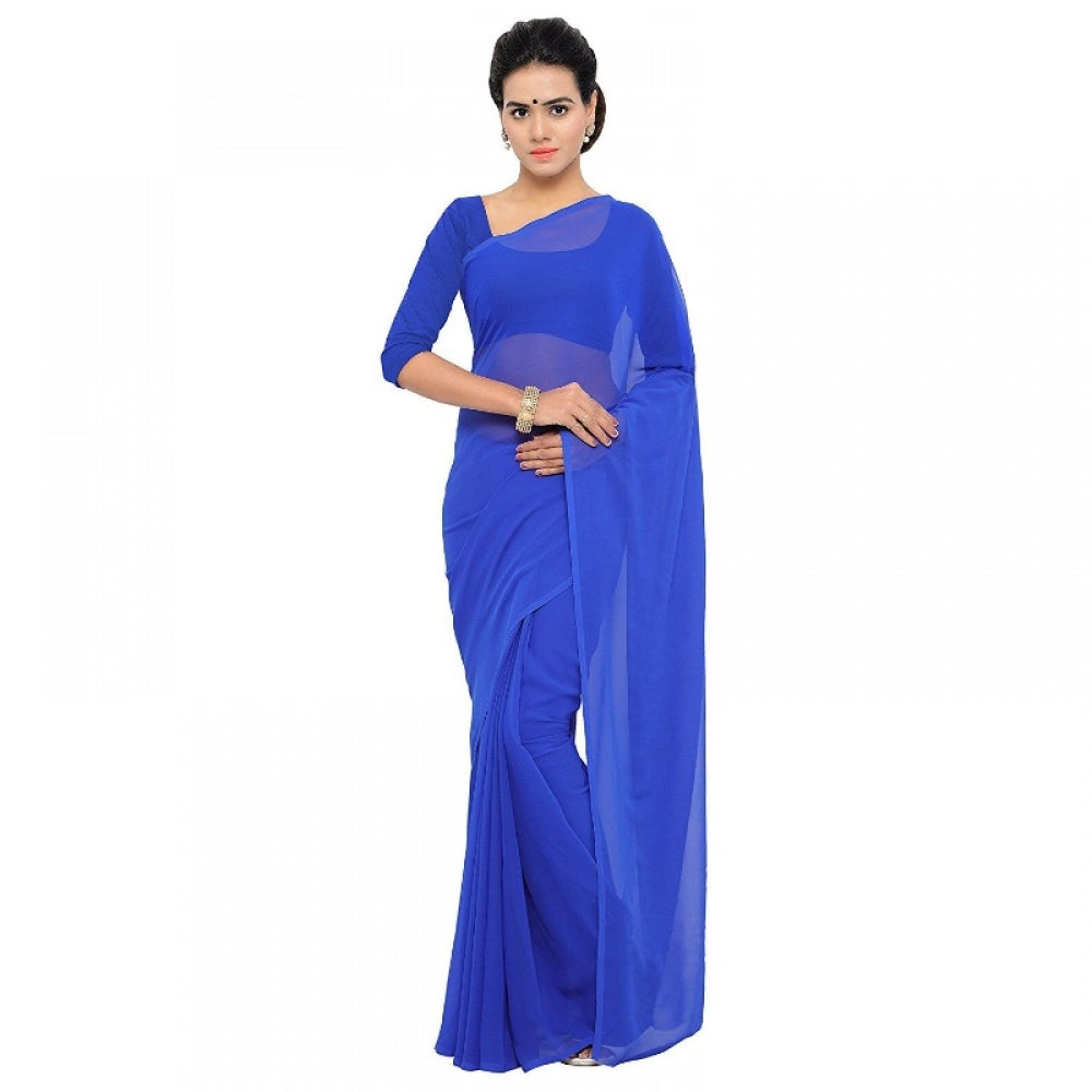 Ranili Georgette Plain Saree With Blouse