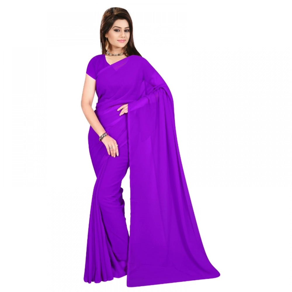 Ranili Georgette Plain Saree With Blouse