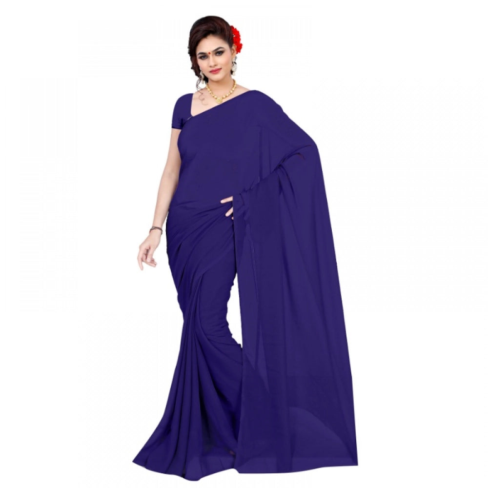 Ranili Georgette Plain Saree With Blouse