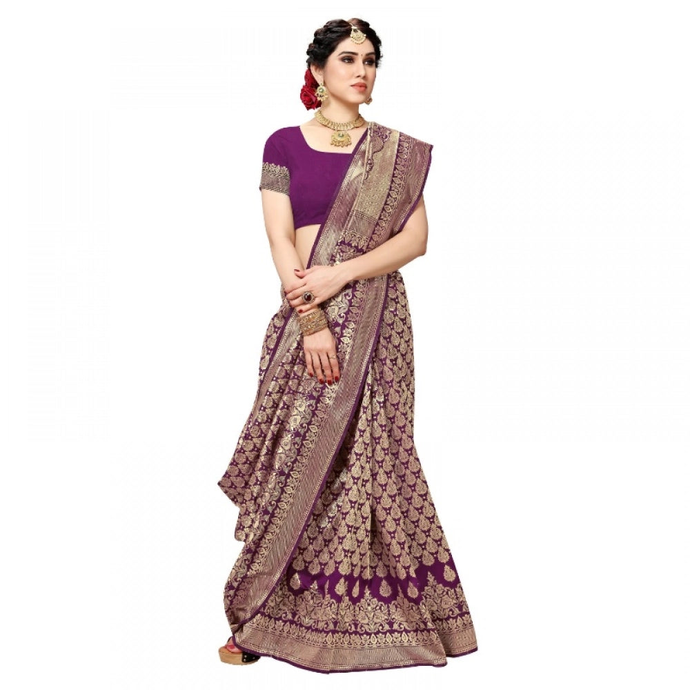 Ranili Jacquard Silk Kanjivaram Jacquard Silk Saree With Blouse