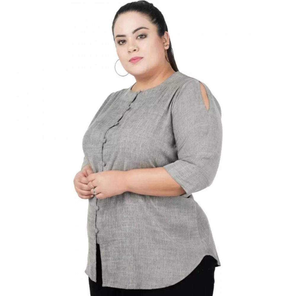 Ranili Casual Solid Grey Top