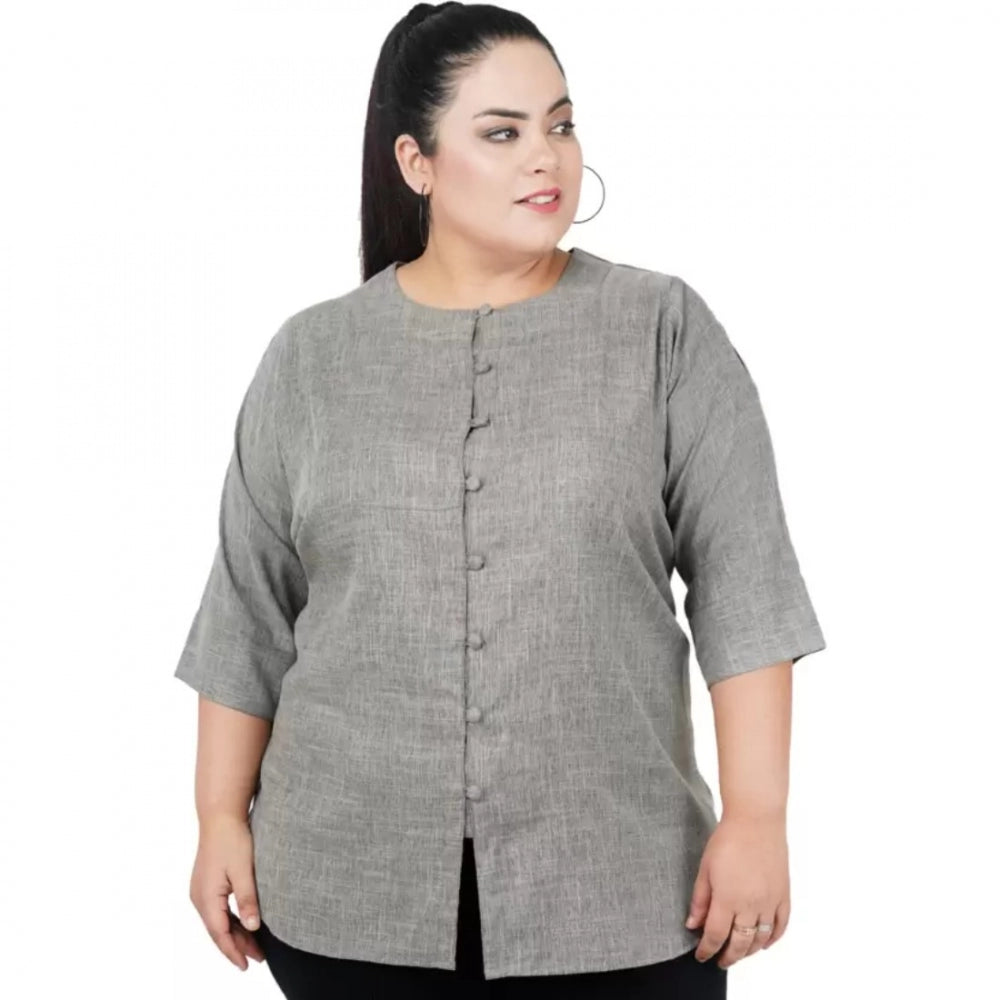 Ranili Casual Solid Grey Top