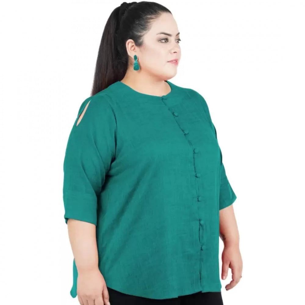 Ranili Casual Solid Green Top