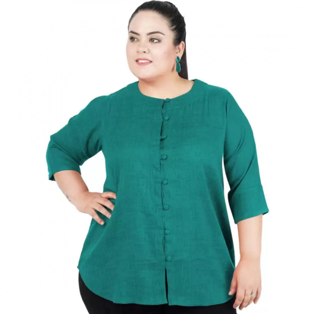Ranili Casual Solid Green Top