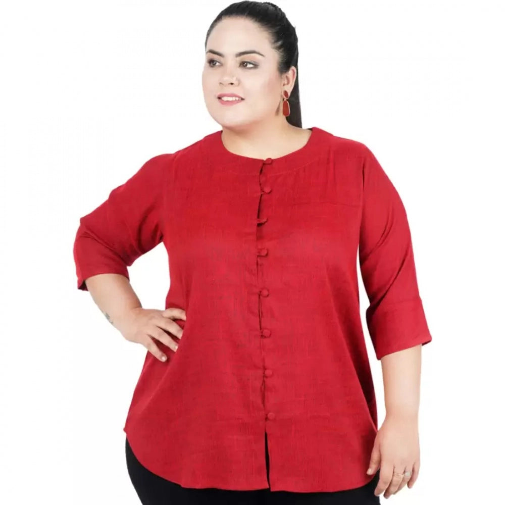 Ranili Casual Solid Maroon Top