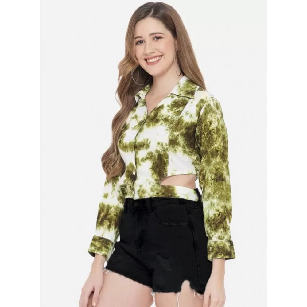 Ranili Casual Printed Green Top