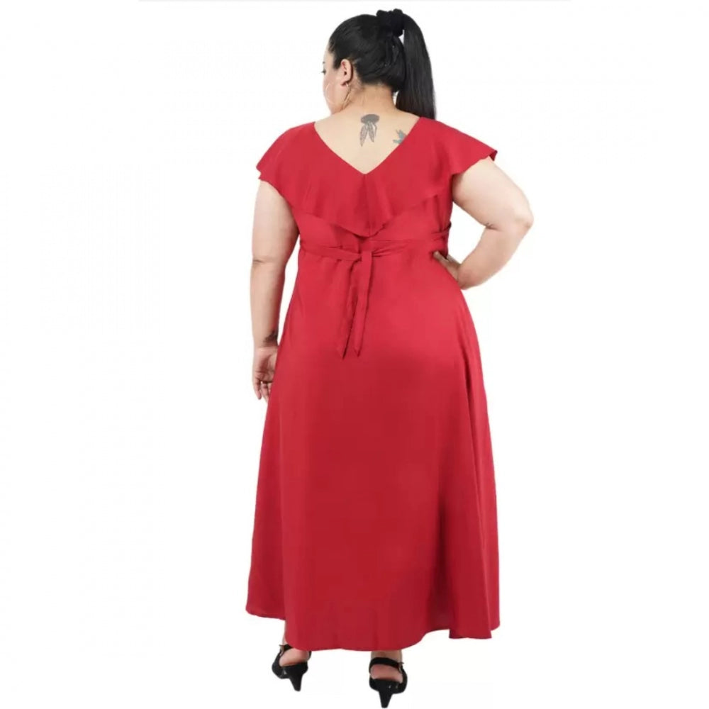 Ranili Fit And Flare Maroon Dress