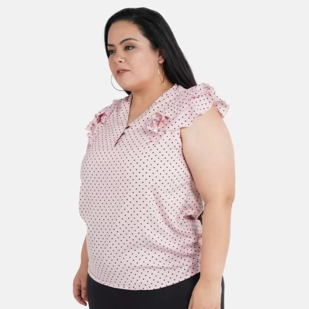Ranili Casual Flared Sleeve Printed Pink Top