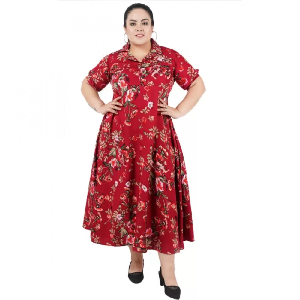 Ranili Fit And Flare Maroon Dress