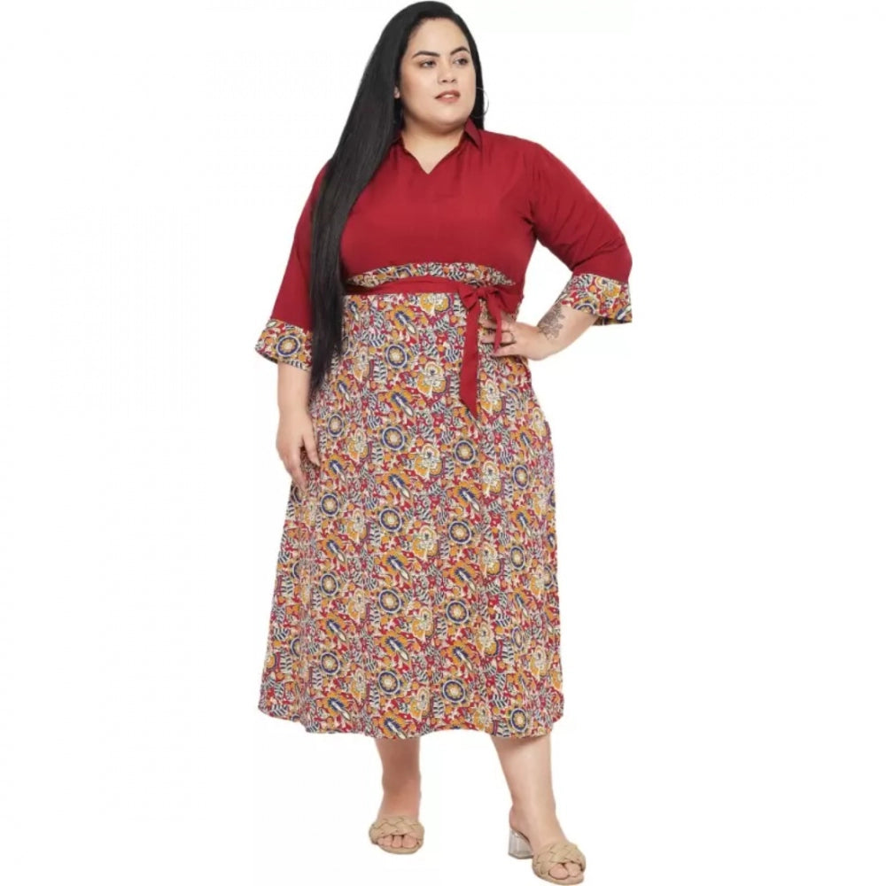 Ranili Fit And Flare Maroon Dress