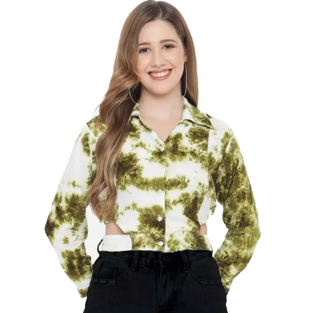 Ranili Casual Printed Green Top