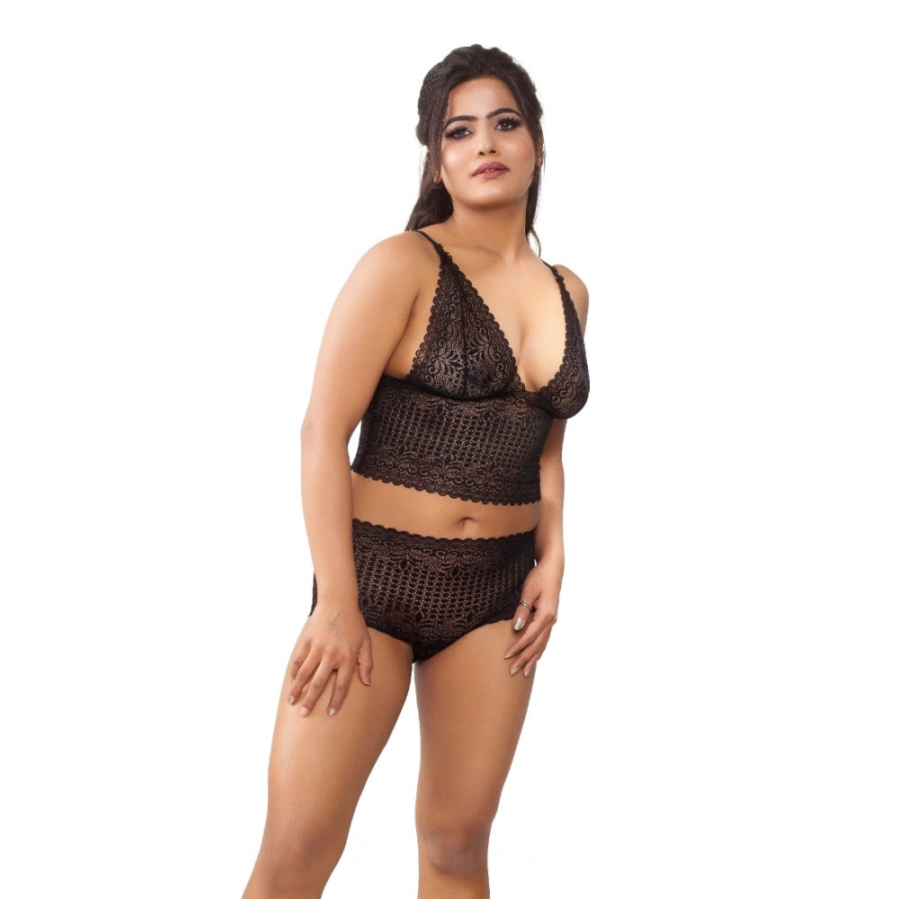 Ranili Lace Black Lingerie Bra And Panty Set