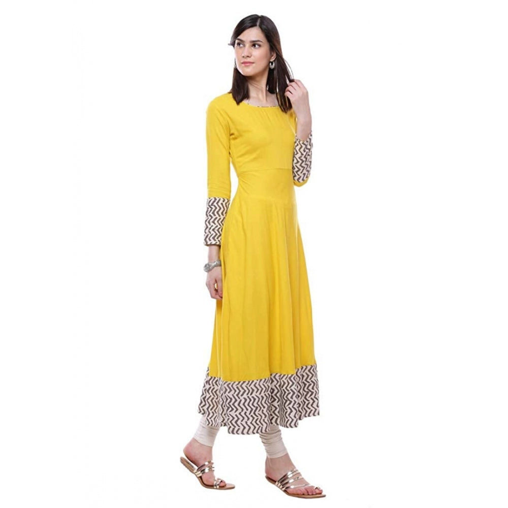 Ranili Rayon Printed Solid Anarkali Kurti