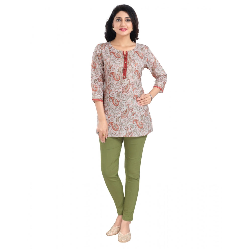 Ranili 3/4th Sleeve Viscose Blend Tunic Short Top