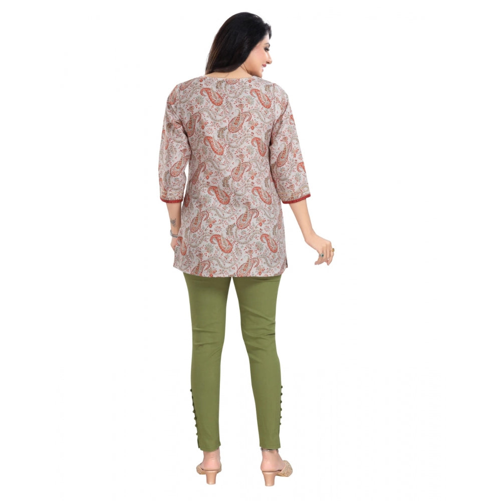 Ranili 3/4th Sleeve Viscose Blend Tunic Short Top